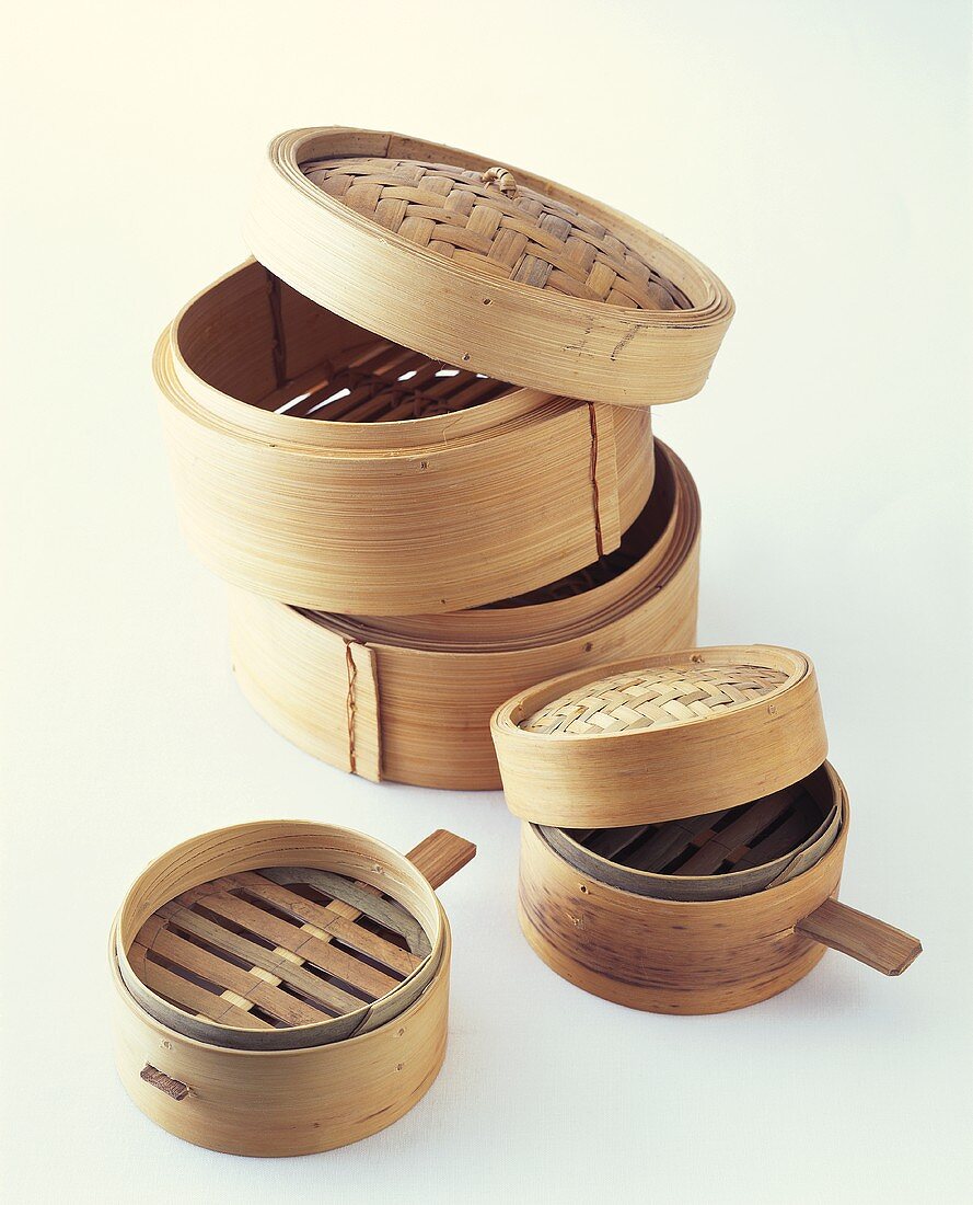 Various bamboo steamers