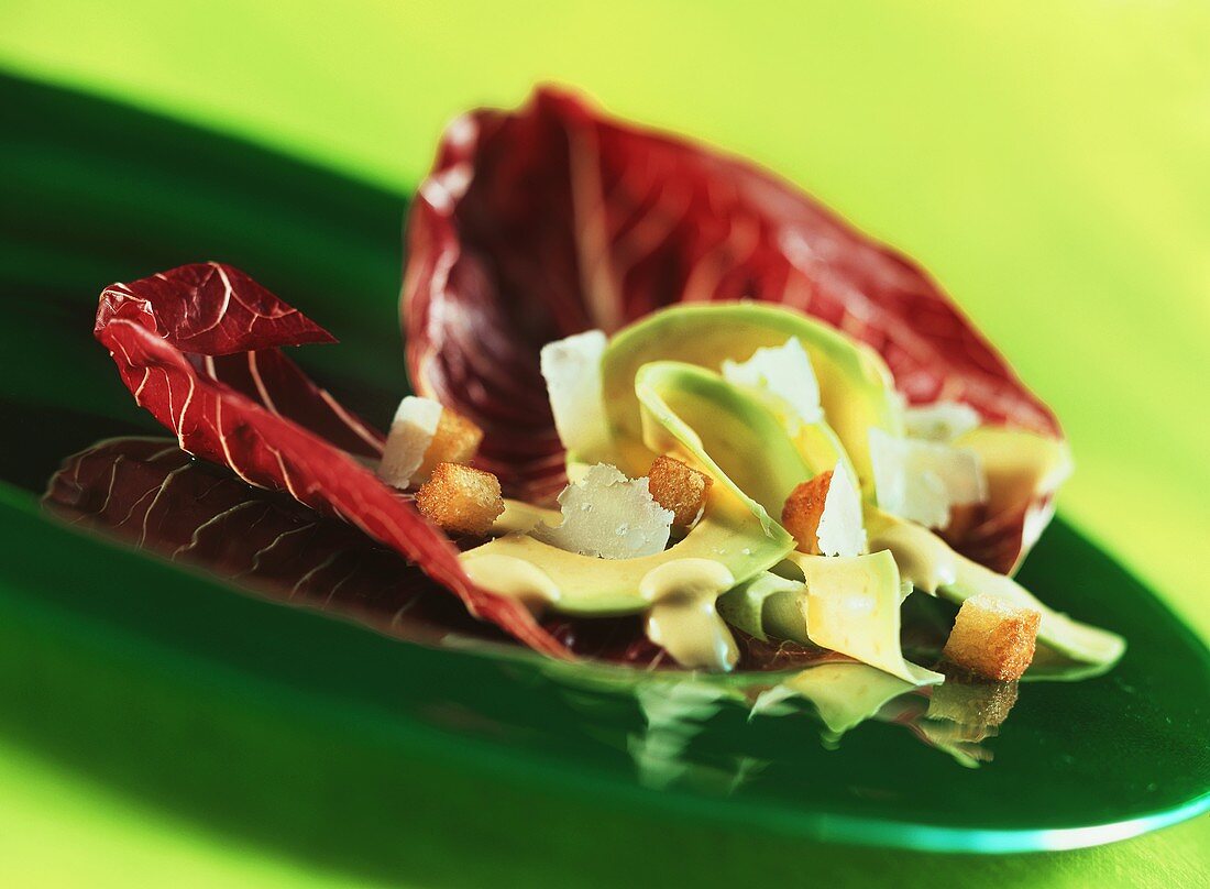 Avocado salad with croutons