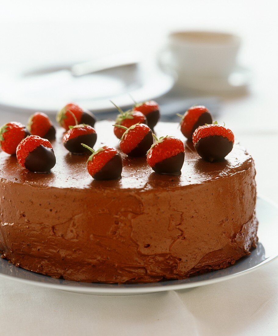 Chocolate cake with strawberries