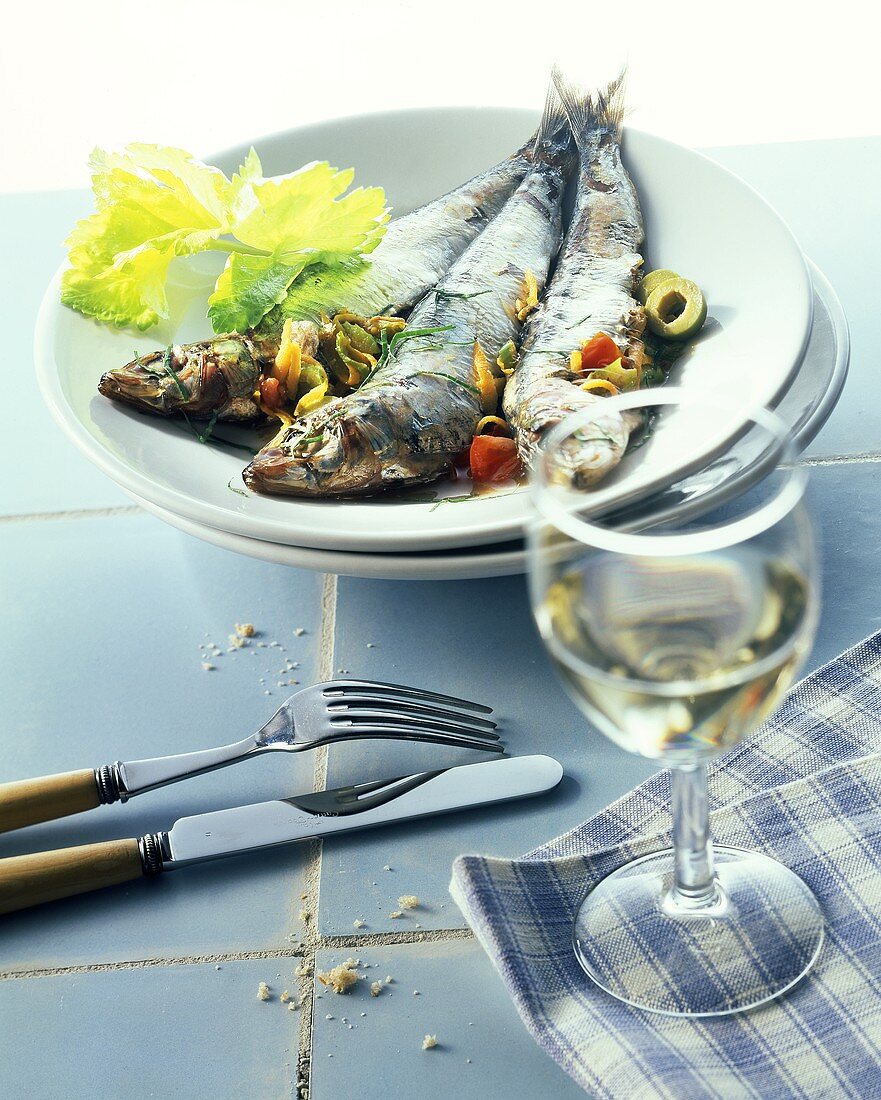 Sardines with olive stuffing (Majorca)