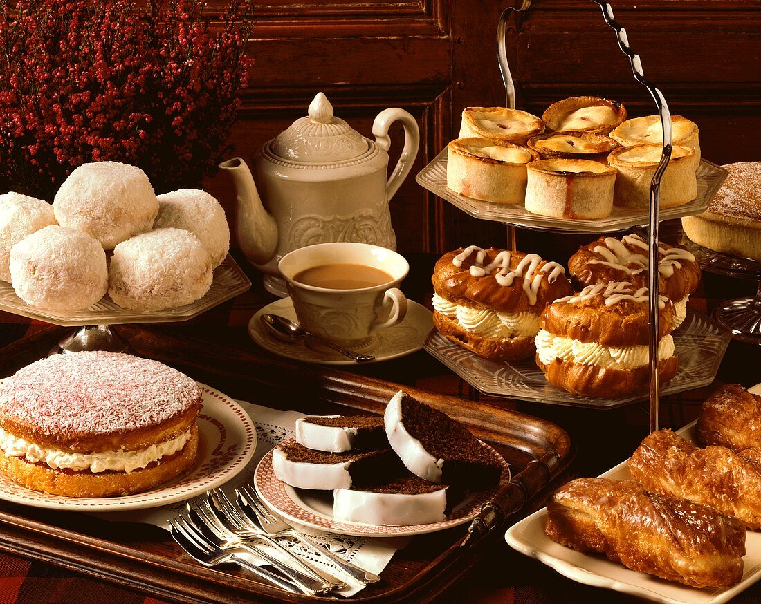 Assorted cakes and biscuits for coffee buffet
