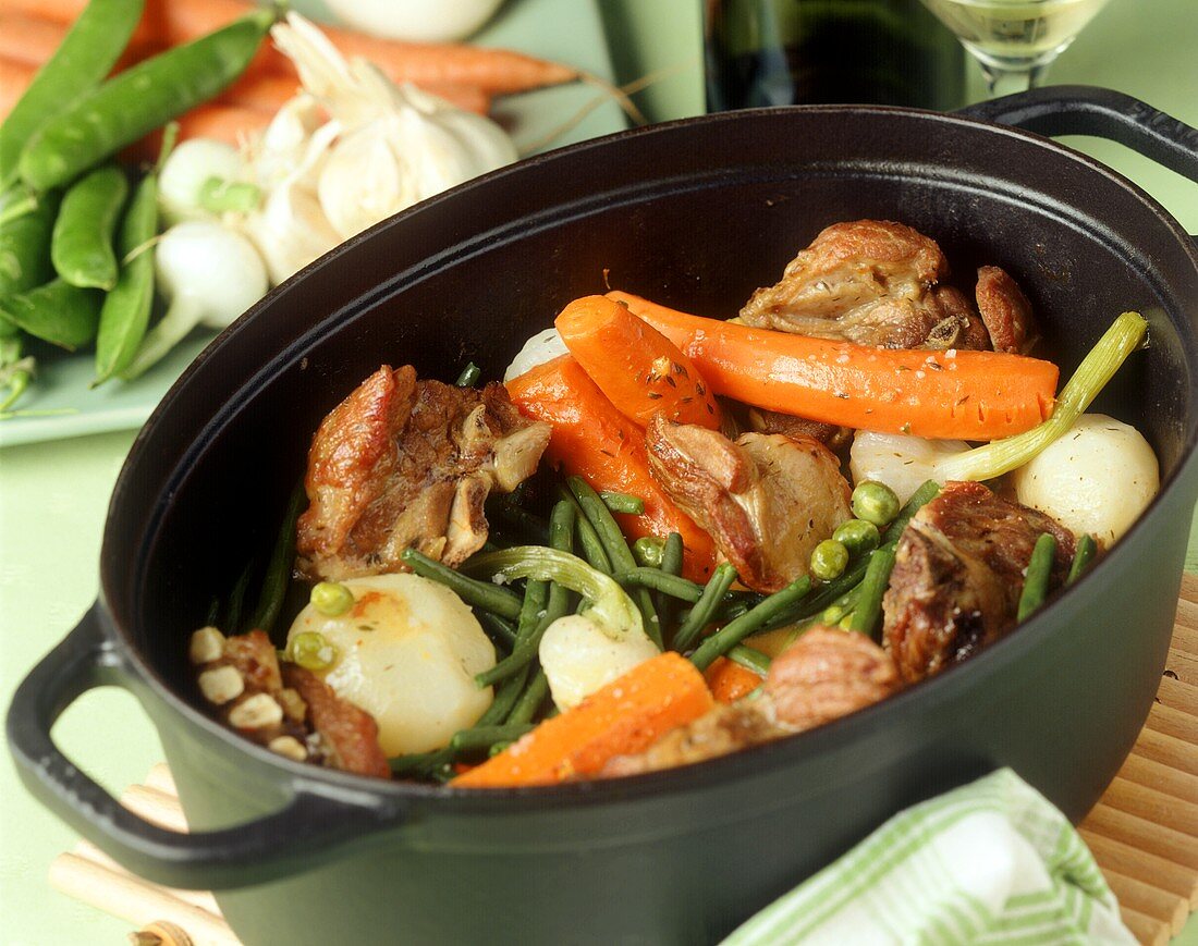 Stew with lamb and spring vegetables