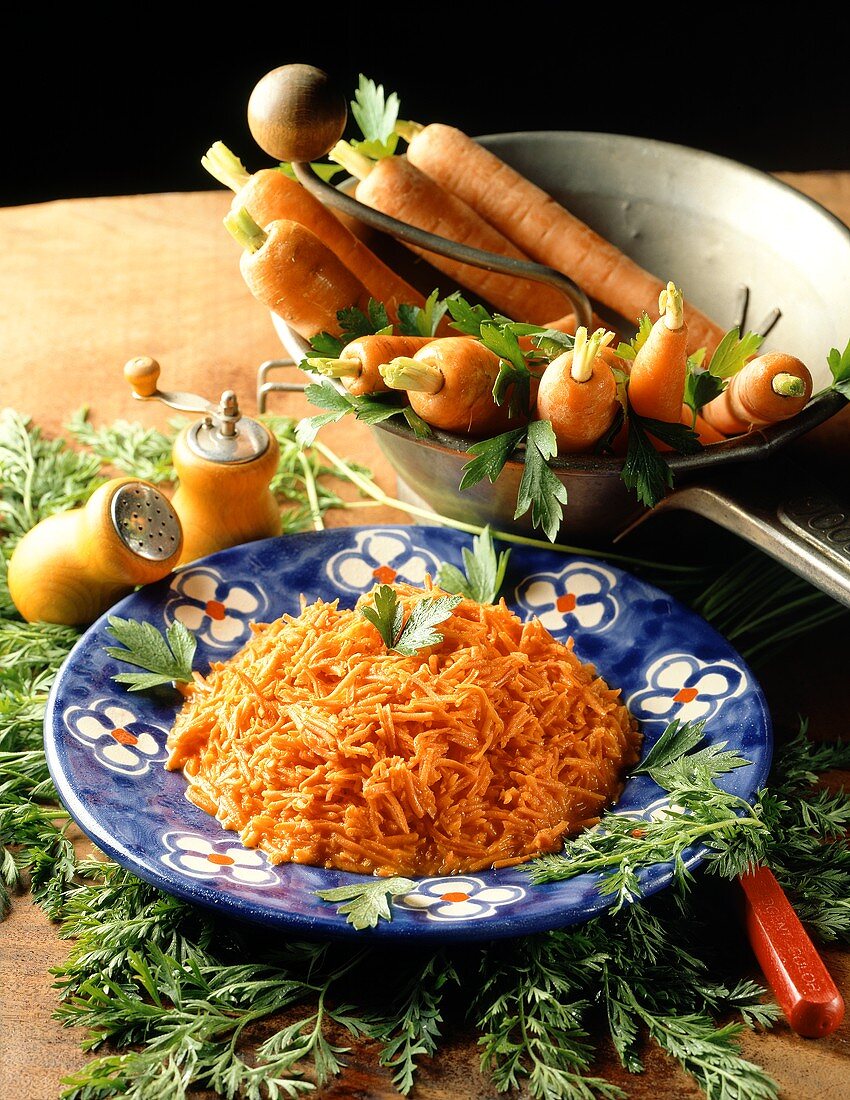 Grated raw carrot