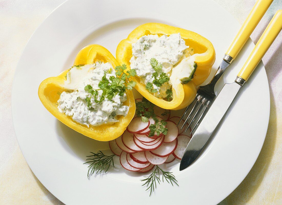 Yellow Bell Pepper with Herb Cheese Filling