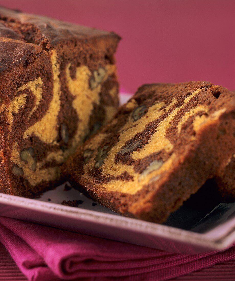 Marble cake with pecans