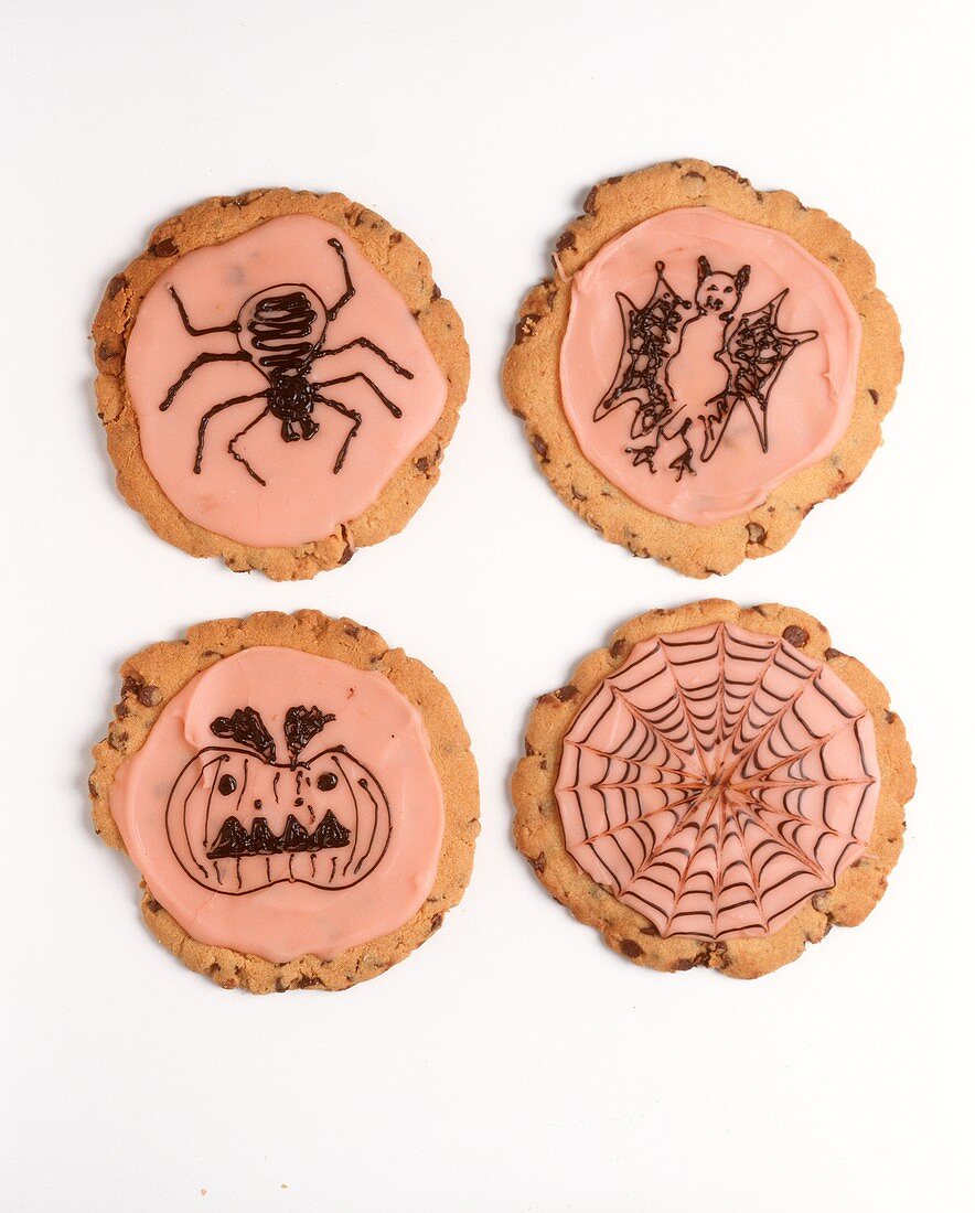 Halloween biscuits with various decorations