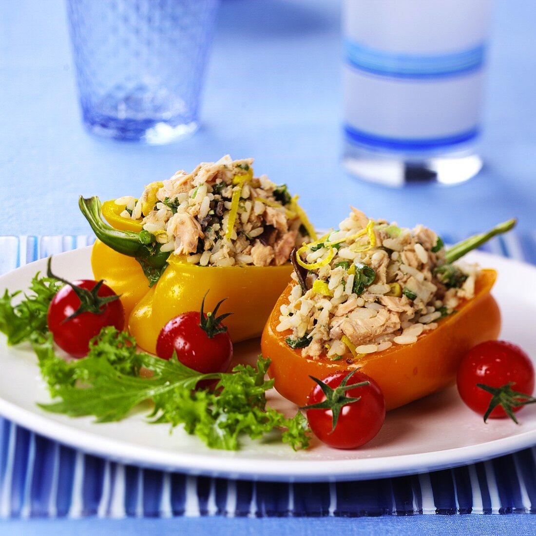 Peppers with rice and salmon stuffing