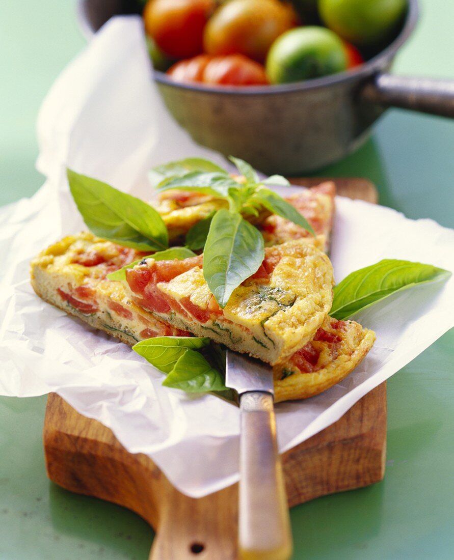 Frittata pomodoro e basilico(Omelett mit Tomaten & Basilikum)