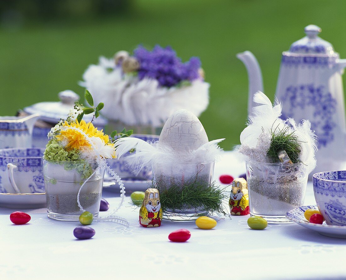 Easter table laid in open air