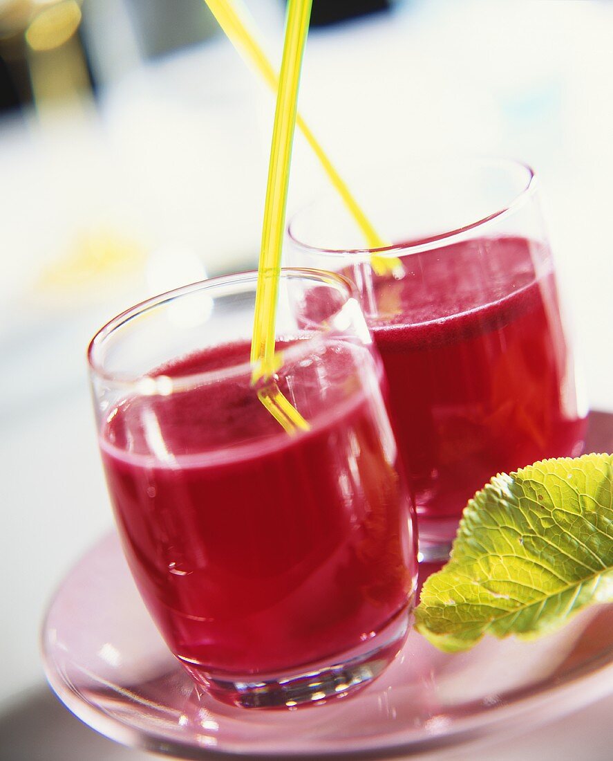 Two glasses of beetroot juice