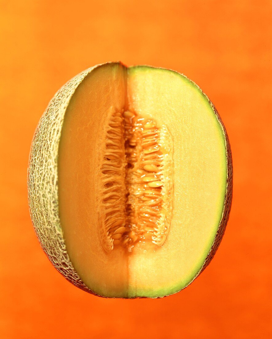 Netted melon, a piece cut