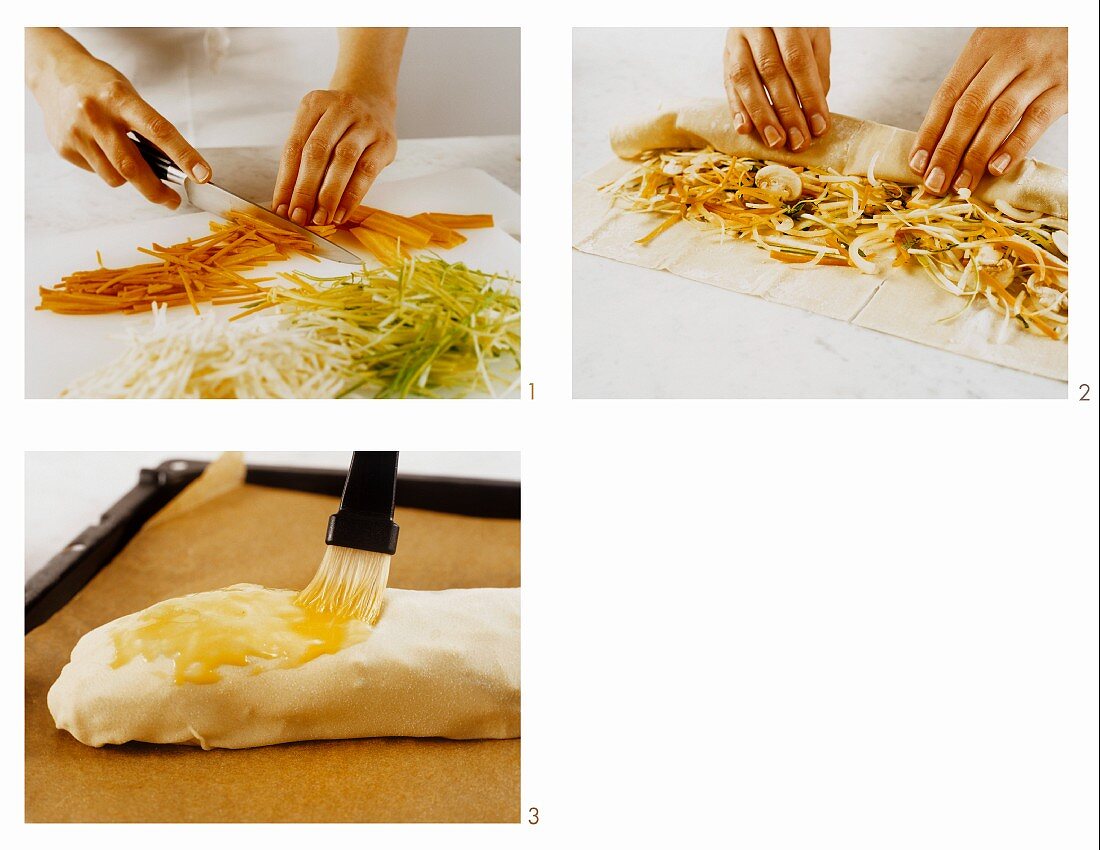 Making vegetable strudel