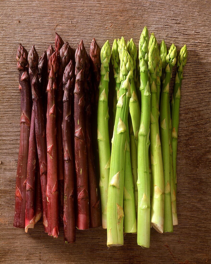 Purple and green asparagus