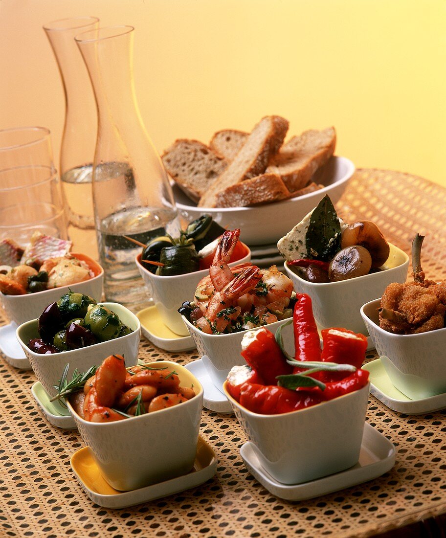 Assorted tapas in bowls