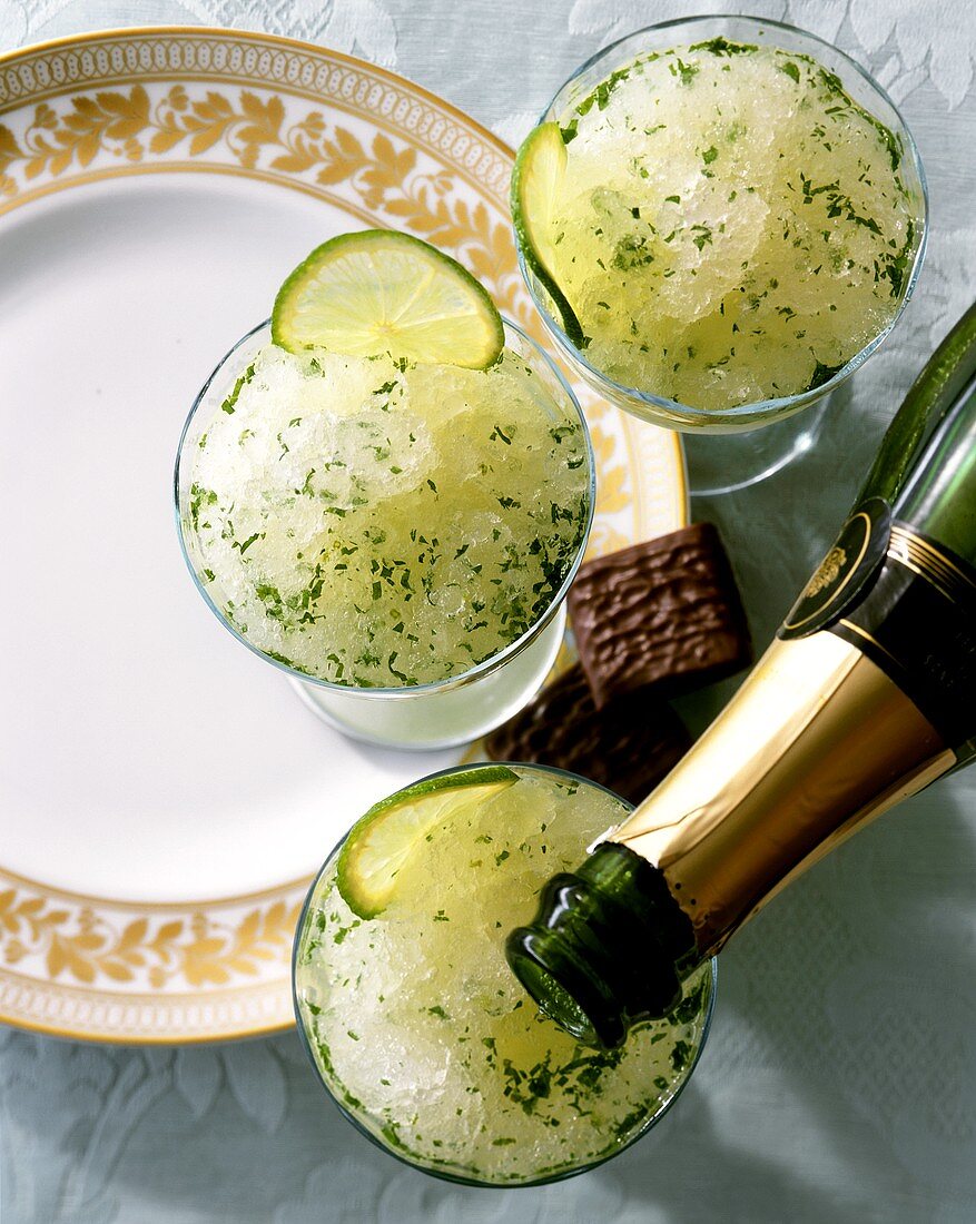 Champagne and lime granité