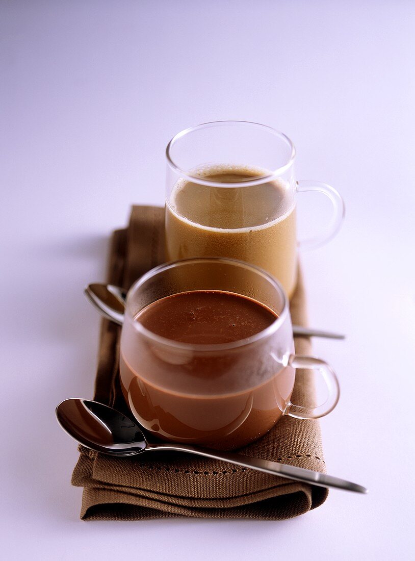 Hot chili chocolate and egg-nog style coffee drink