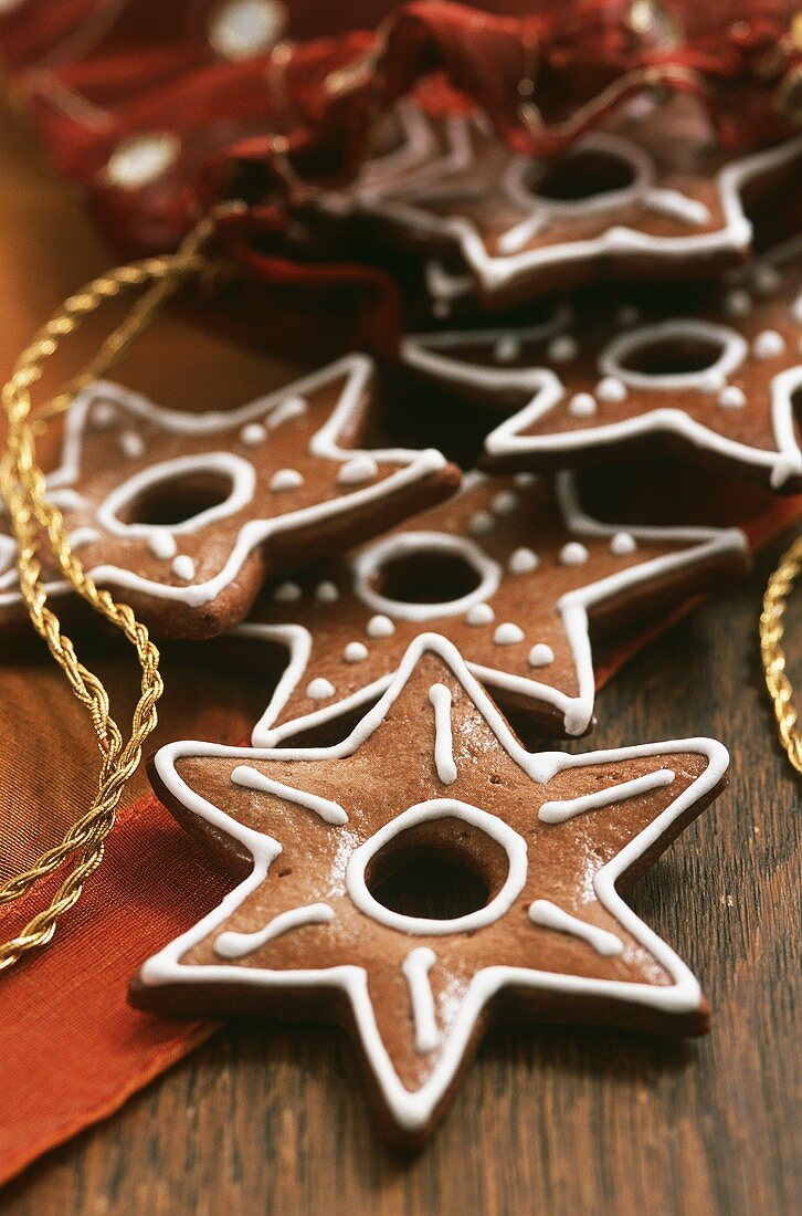 Star-shaped gingerbread biscuits