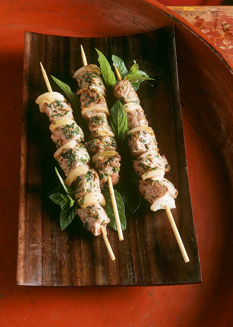 Lamb kebabs with mint marinade
