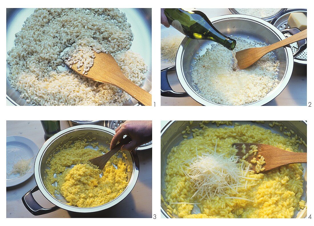 Making saffron risotto