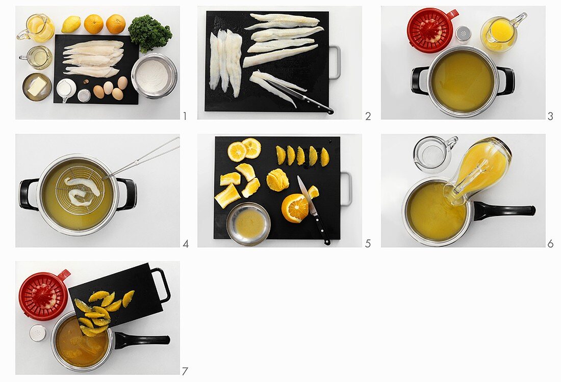 Preparing plaice fillets with orange sauce, Pt 1