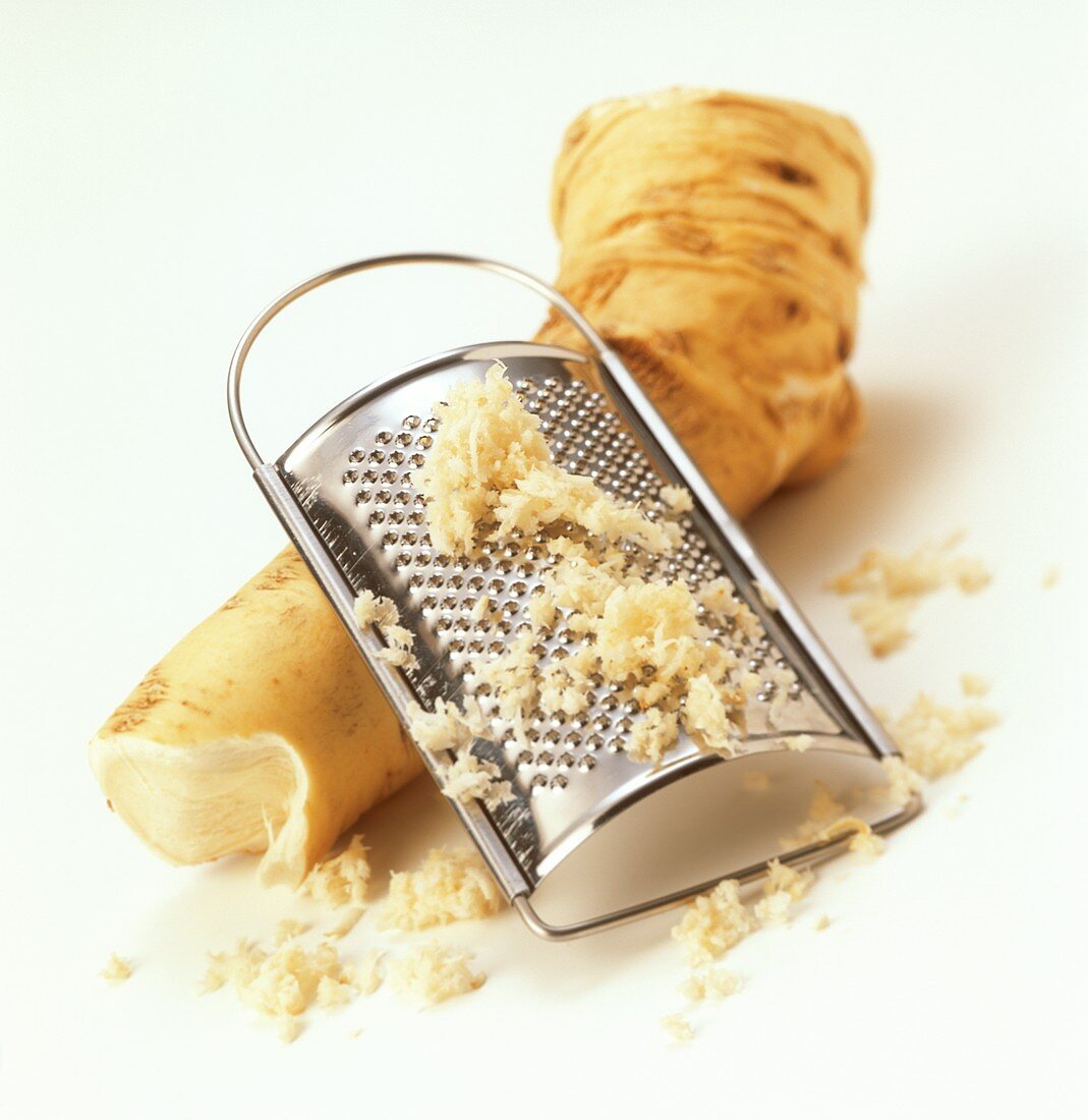 Horseradish root with grater