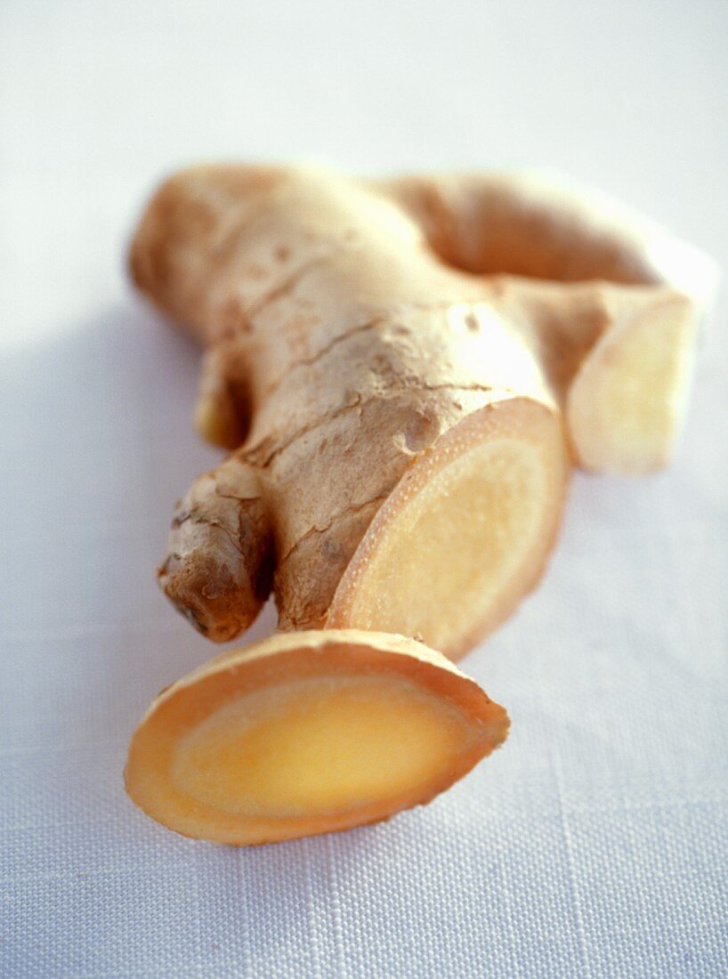 Ginger root, a piece cut off