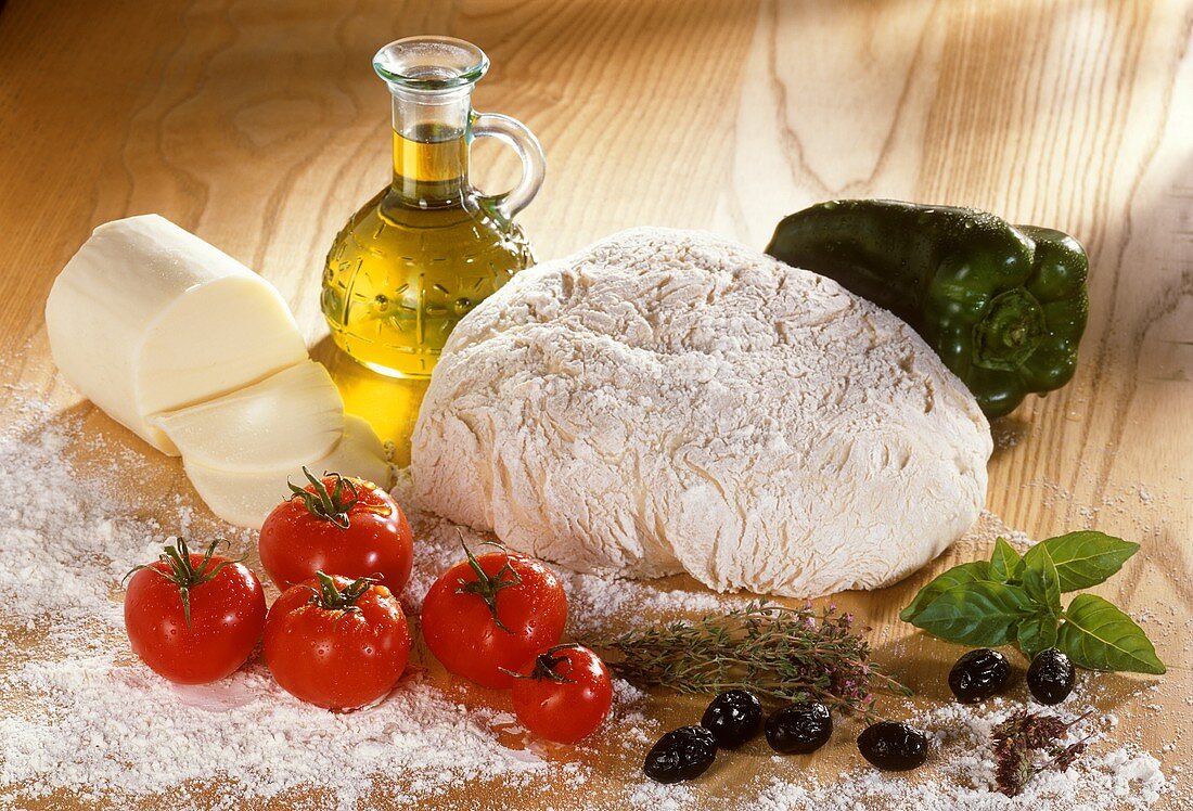 Pizza dough and pizza ingredients