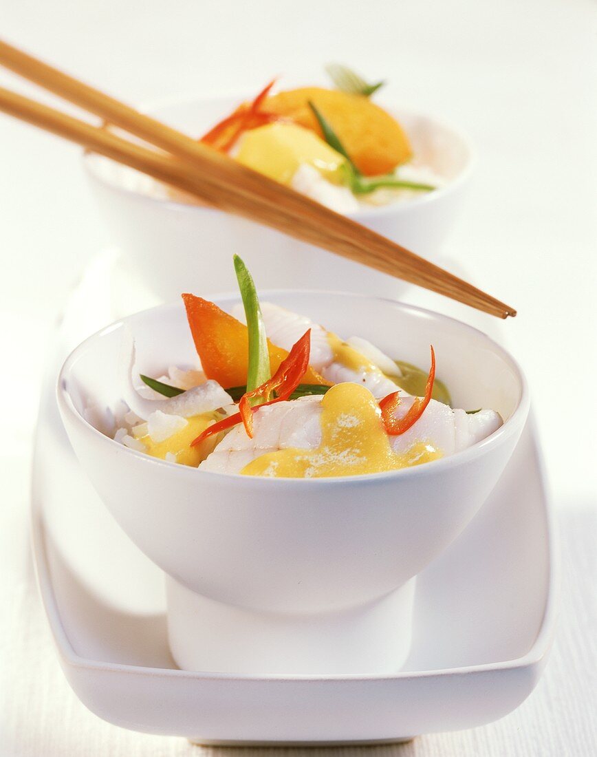Fish curry with peach