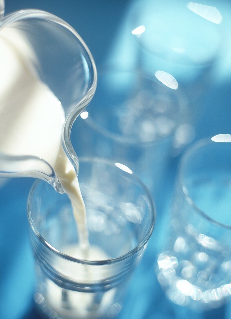 Milch ins Glas einschenken