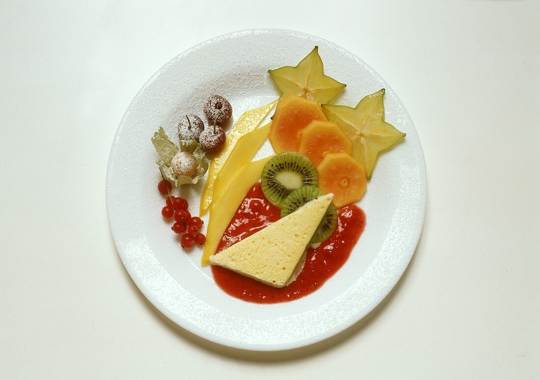 Pistachio parfait with fruit