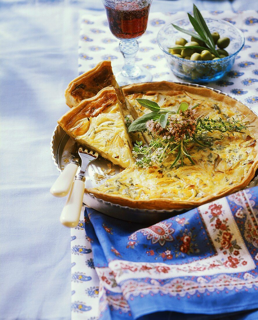 French cheese tart with onions