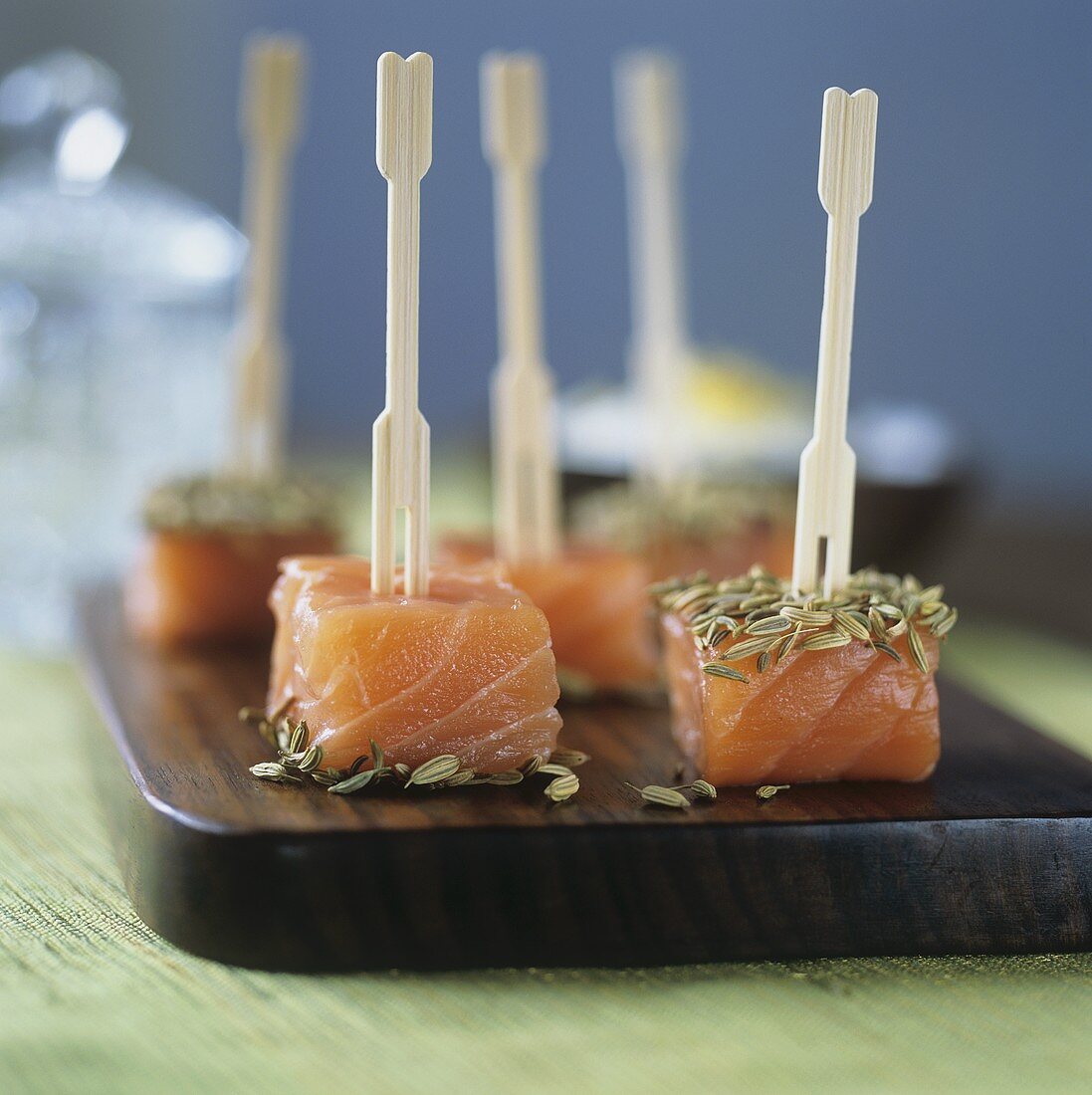 Salmon snacks with aromatic spices
