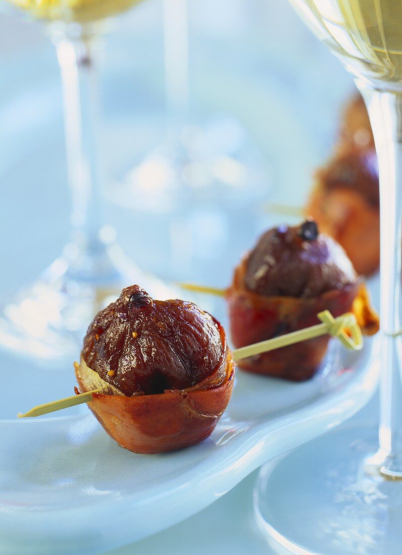 Fried figs wrapped in bacon