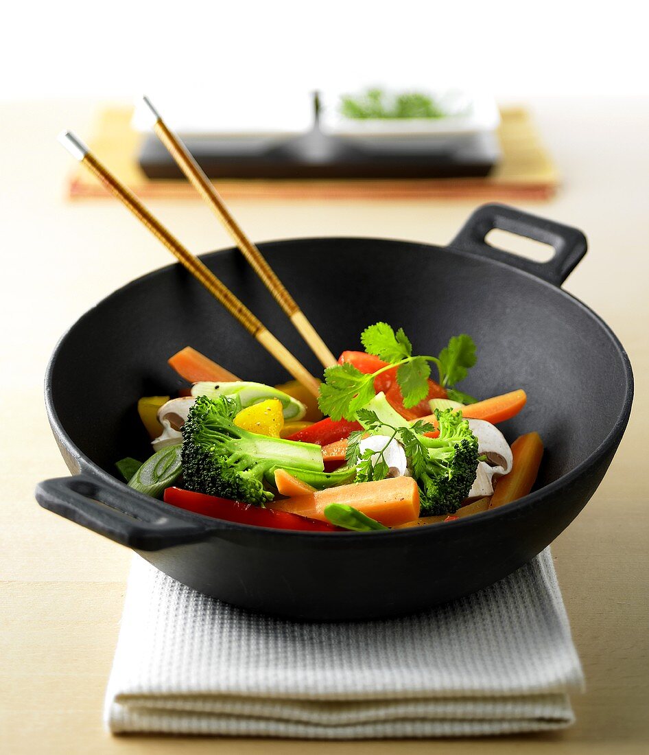 Vegetable dish in wok