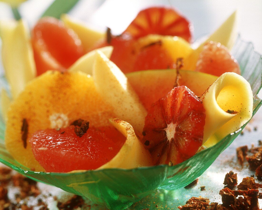 Exotic fruit salad with Tequila and paprika