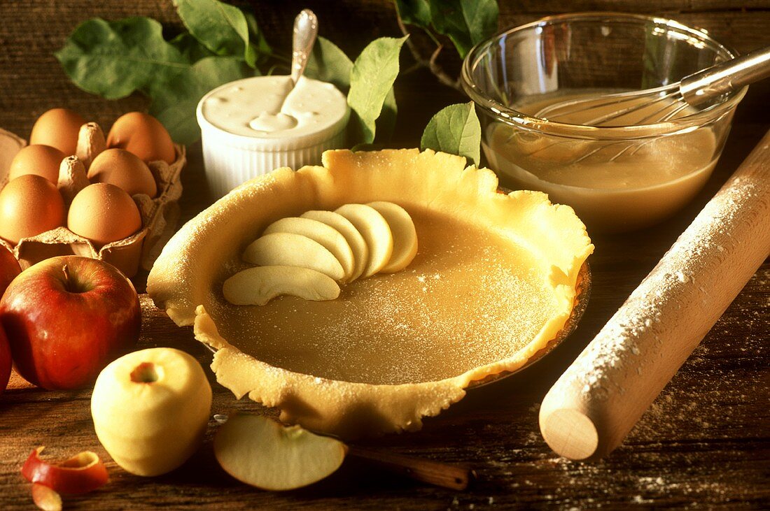 Making French apple tart