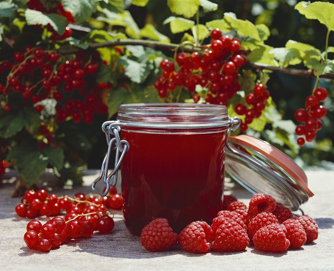 Redcurrant and raspberry jam