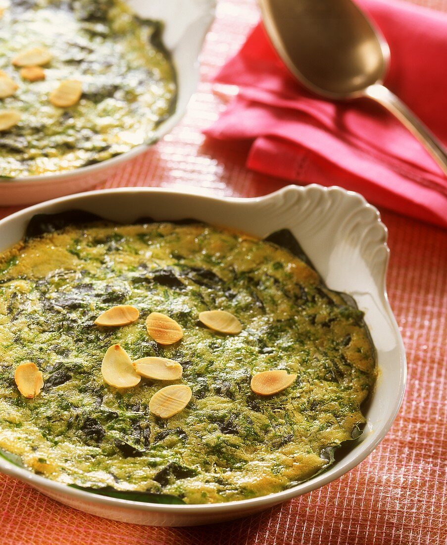 Clafoutis aux épinards (spinach pudding, France)