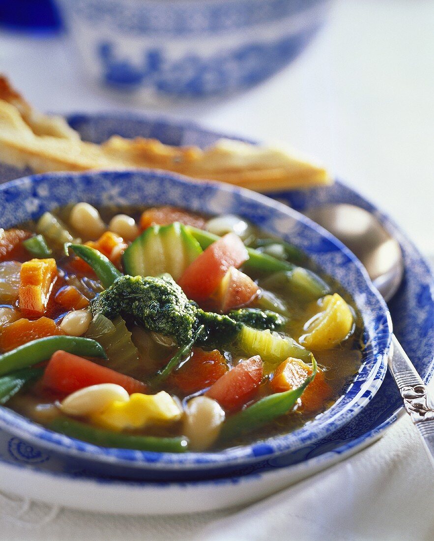 Vegetable stew of summer vegetables with pistou