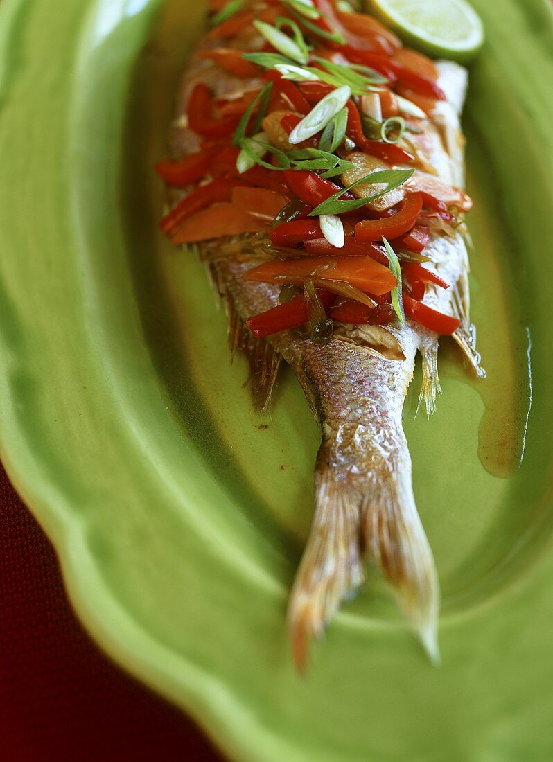 Fish with sweet and sour vegetables