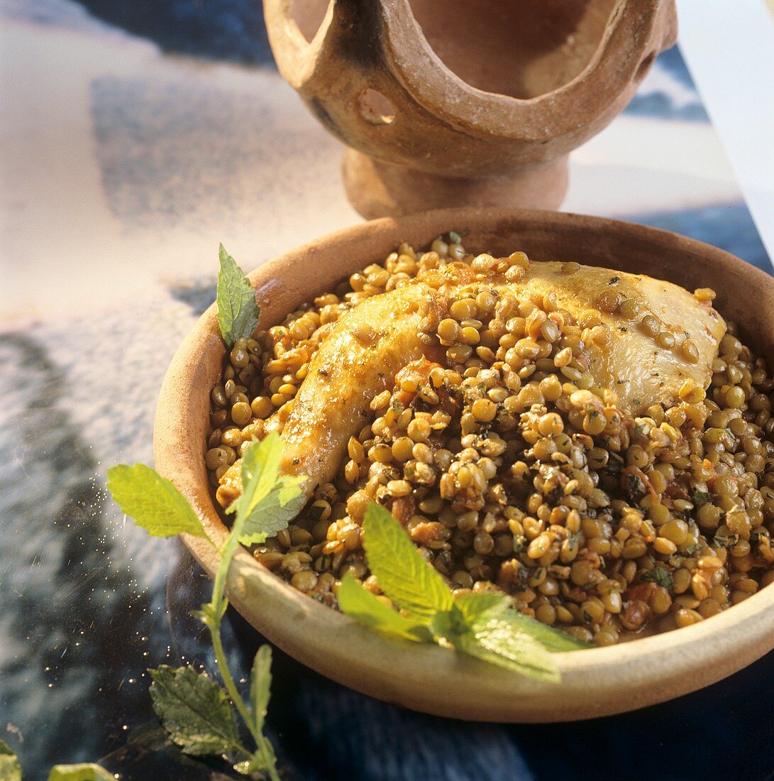 Linsentajine mit Hähnchenfleisch