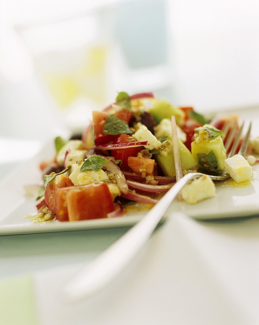 Greek salad with herbs