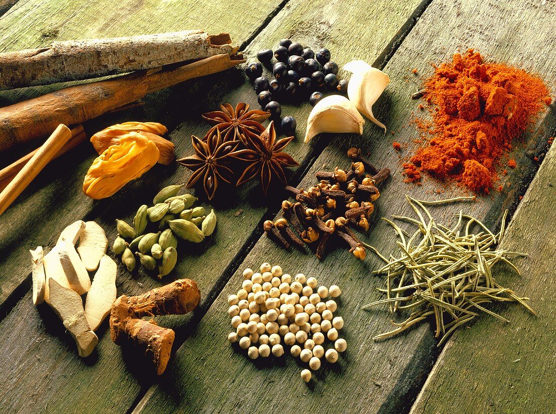 Still life with spices (star anise, cardamom etc.)