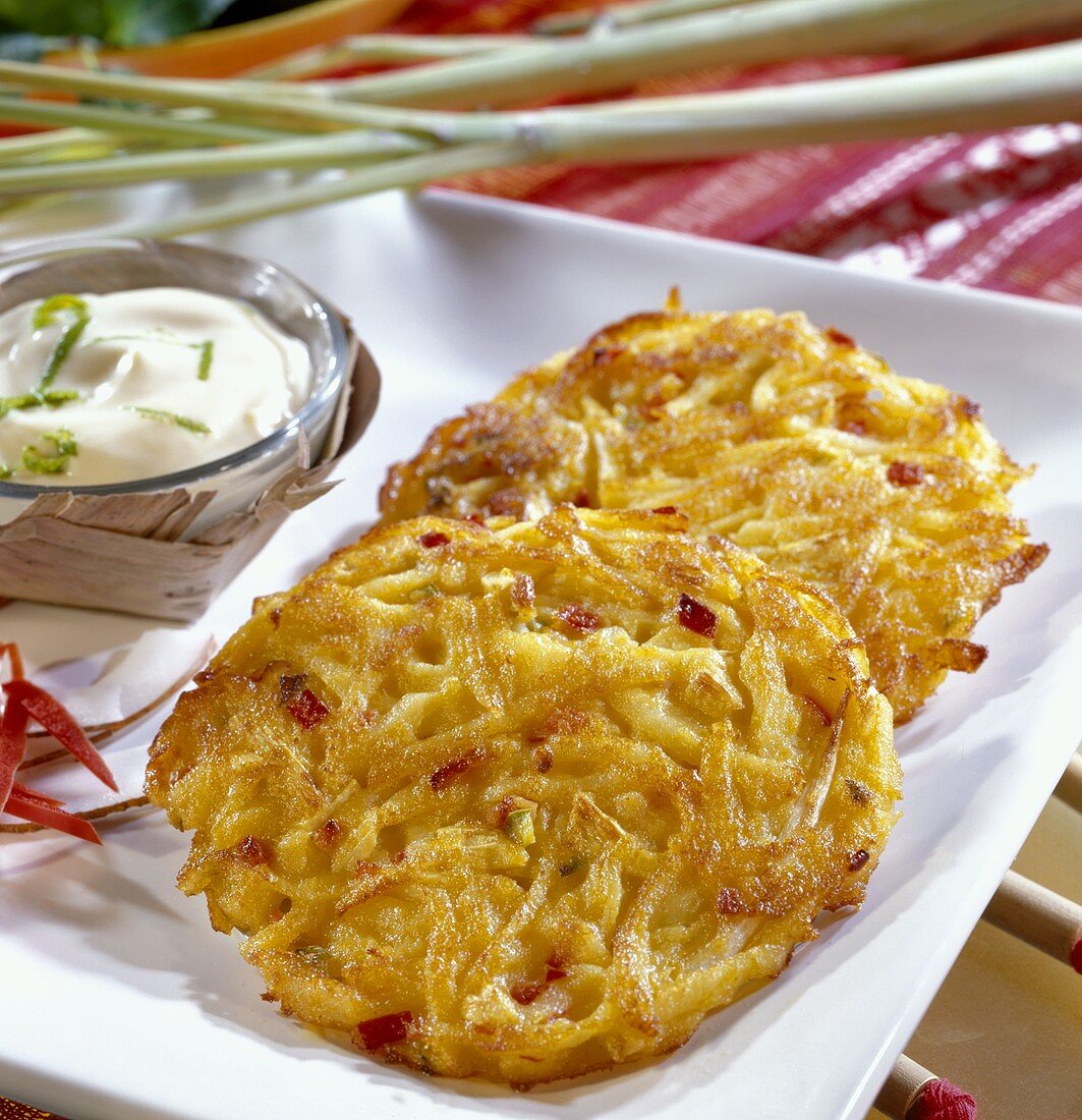 Rosti with bamboo shoots and chili