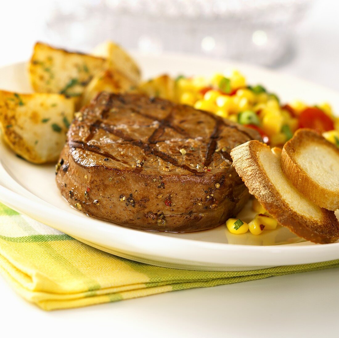 Barbecued beef fillet with accompaniments
