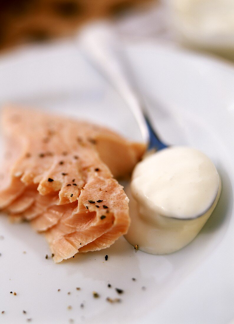 Cold salmon with mousseline sauce