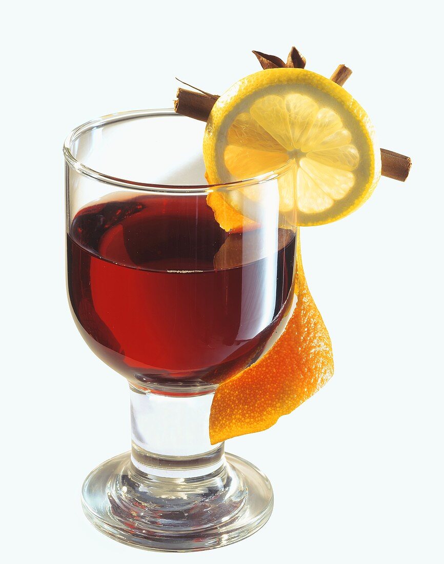 A glass of red wine punch