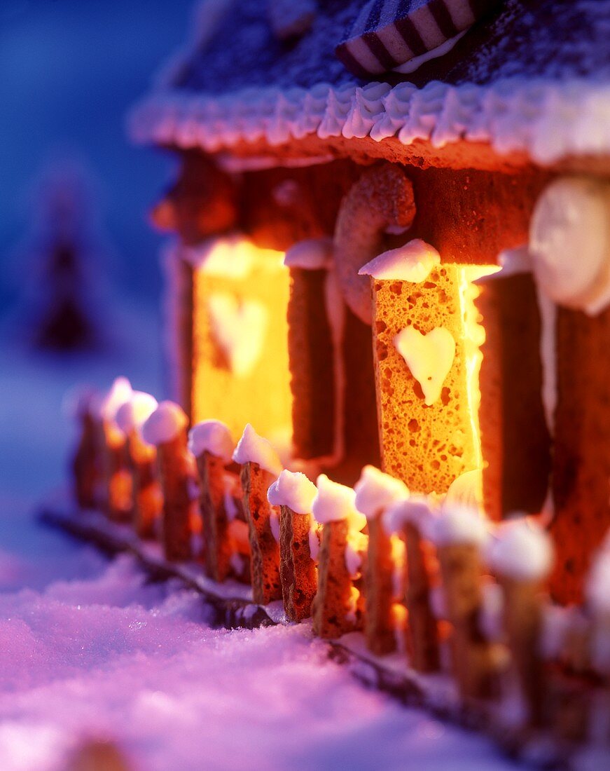 Side of a gingerbread house (close-up)