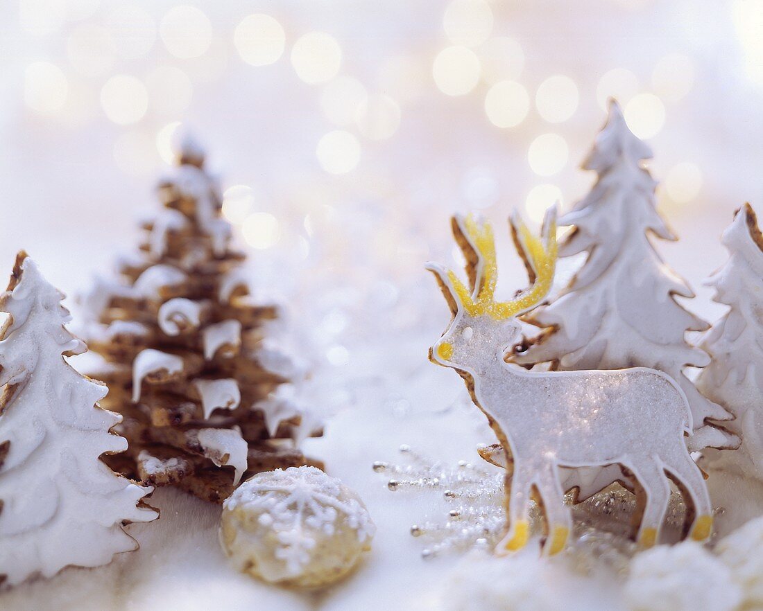 Weihnachtsplätzchen als Winterlandschaft mit Rentier