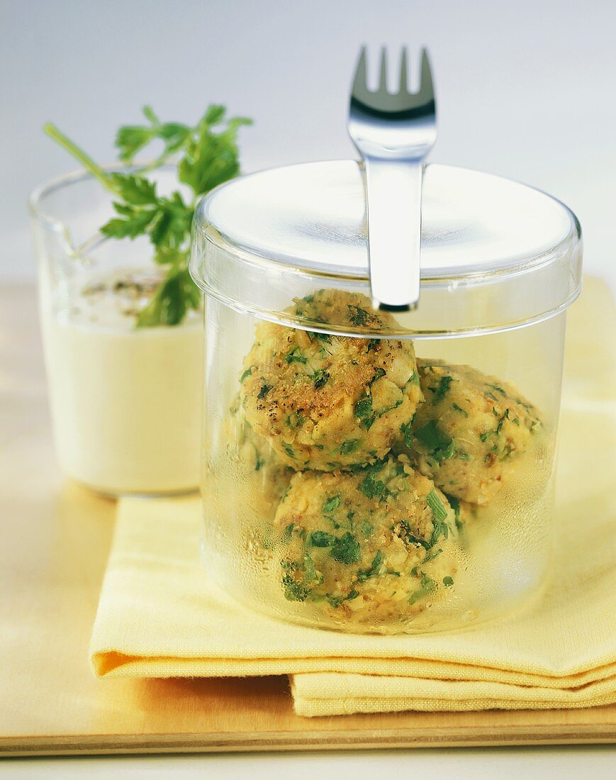 Falafel with sesame sauce